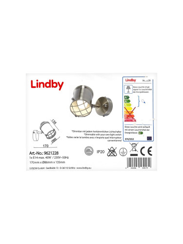 Lindby - LED Димируем аплик EBBI 1xE14/5W/230V