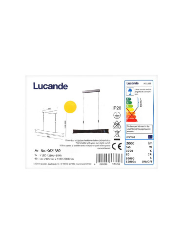 Lucande - LED Димируем пендел EBBA 5xLED/5W/230V