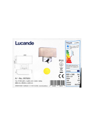 Lucande - LED Аплик VIRVE 1XLED/13,4W/230V + 1xLED/3,4W/230V