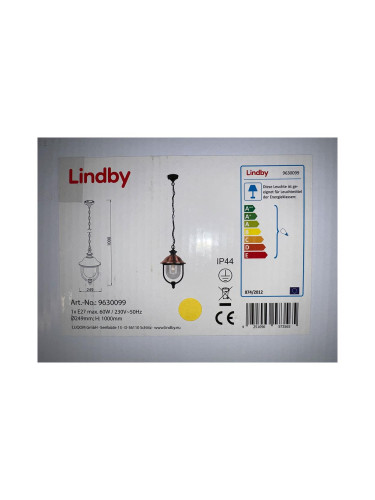 Lindby - Екстериорен пендел CLINT 1xE27/60W/230V IP44