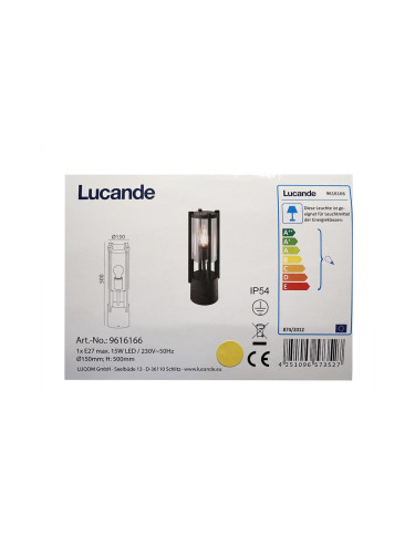 Lucande - Екстериорна лампа BRIENNE 1xE27/15W/230V IP54