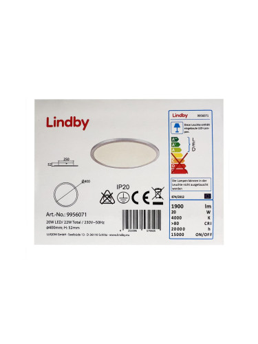 Lindby - LED Плафон LEONTA LED/20W/230V
