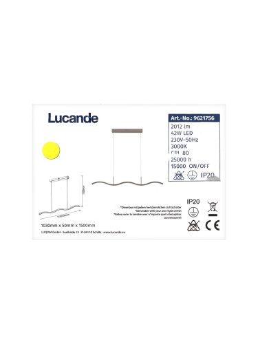 Lucande - LED Димируем пендел BRAMA LED/42W/230V