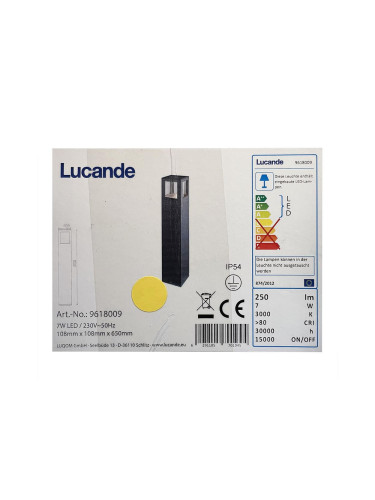 Lucande - LED Екстериорна лампа NICOLA LED/7W/230V IP54