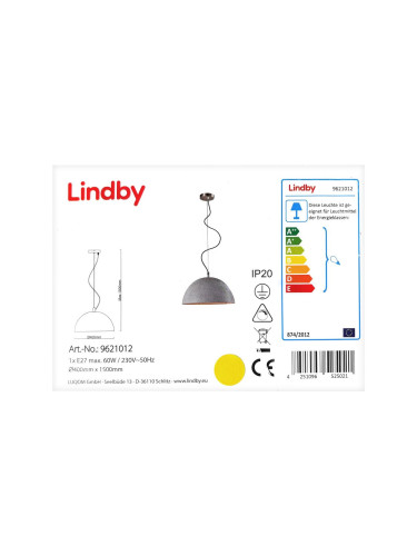 Lindby - LED RGBW Димируем пендел CAROLLE 1xE27/10W/230V Wi-Fi Tuya