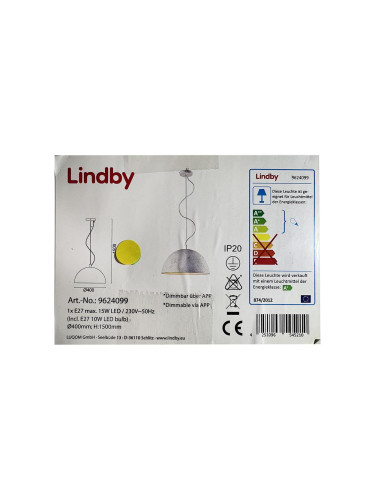 Lindby - LED RGB Димируем пендел CAROLLE LED/10W/230V