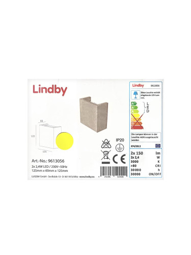 Lindby - LED Аплик YVA 2xLED/2,4W/230V