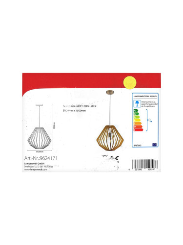 Lindby - Пендел SIGGIE 1xE27/60W/230V