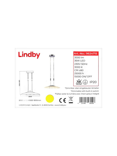 Lindby - LED Димируем пендел AMIDALA LED/36W/230V