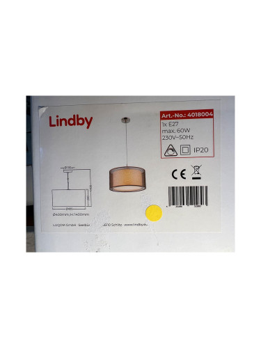 Lindby - Пендел NICA 1xE27/60W/230V
