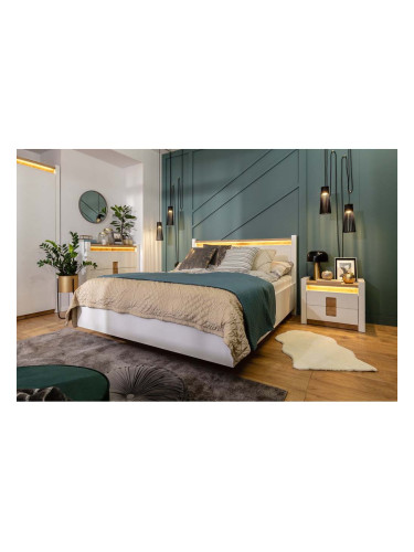 ЛЕГЛО АЛАМЕДА ЗА МАТРАК 160/200 С ПОВДИГАЩ МЕХАНИЗЪМ И LED ОСВЕТЛЕНИЕ БЯЛ ГЛАНЦ И ДЪБ УЕСТМИНСТЪР