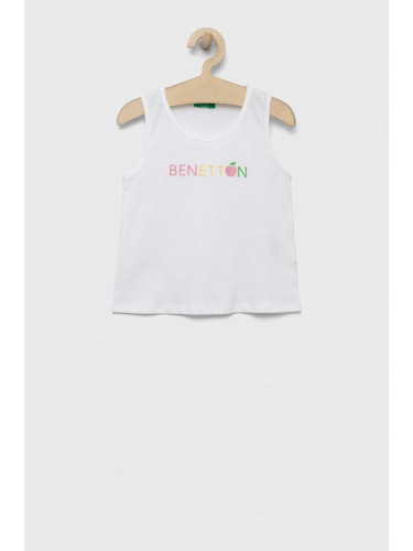 Детски памучен топ United Colors of Benetton в бяло