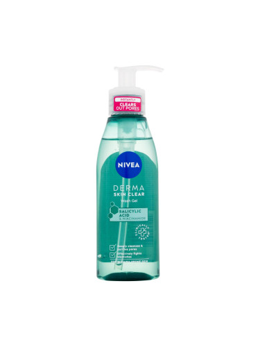 Nivea Derma Skin Clear Wash Gel Почистващ гел за жени 150 ml