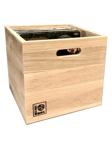 Music Box Designs Natural Oak 12 Inch Vinyl Record Storage Box