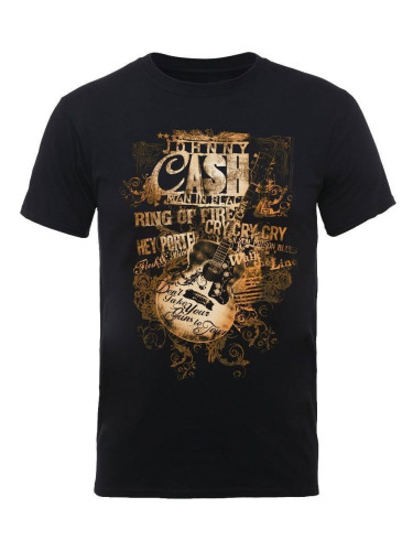 Johnny Cash Риза Guitar Song Titles Unisex Black XL