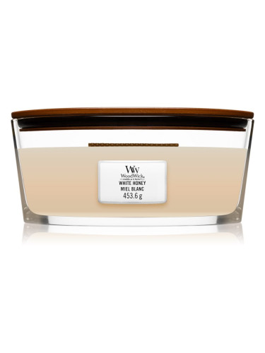 Woodwick White Honey ароматна свещ  с дървен фитил (hearthwick) 453 гр.