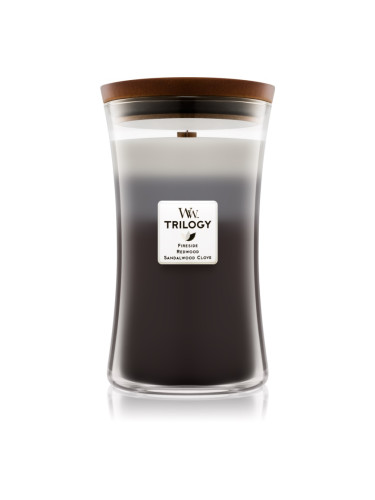 Woodwick Trilogy Warm Woods ароматна свещ с дървен фитил 609,5 гр.