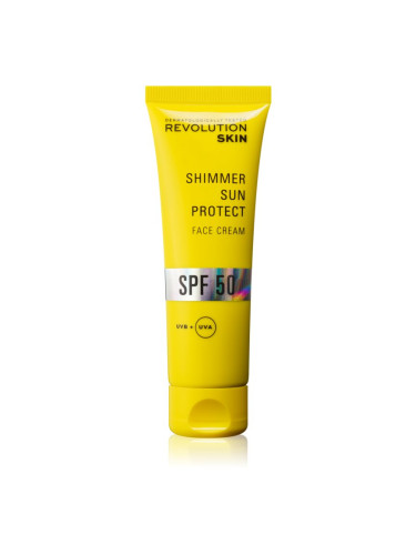 Revolution Skincare Sun Protect Shimmer озаряващ защитен крем SPF 50 50 мл.