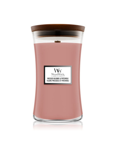 Woodwick Pressed Blooms & Patchouli ароматна свещ  с дървен фитил 609,5 гр.