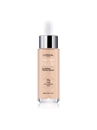 L’Oréal Paris True Match Nude Plumping Tinted Serum серум да уеднакви цвета на кожата цвят 0.5-2 Very Light 30 мл.