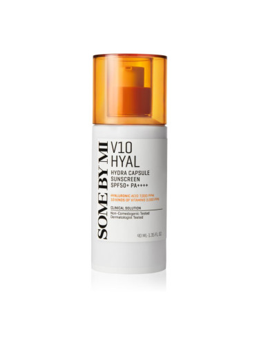 Some By Mi V10 Hyal Hydra Capsule Sunscreen защитен крем за чувствителна и нетолерантна кожа на лицето SPF 50+ 40 мл.