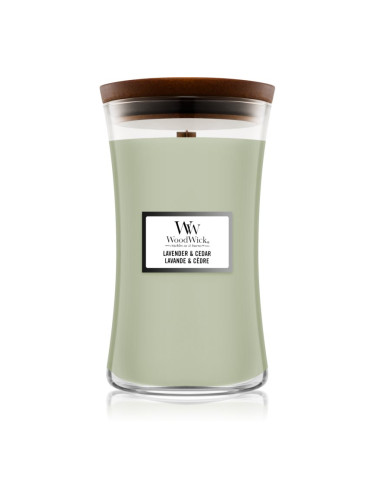 Woodwick Lavender & Cedar ароматна свещ с дървен фитил 610 гр.