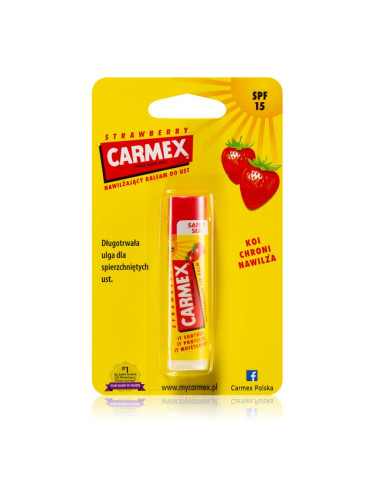 Carmex Strawberry хидратиращ балсам за устни в тубичка SPF 15 4.25 гр.