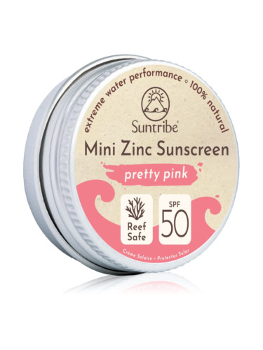 Suntribe Mini Zinc Sunscreen минерален защитен крем за лице и тяло SPF 50 Pretty Pink 15 гр.