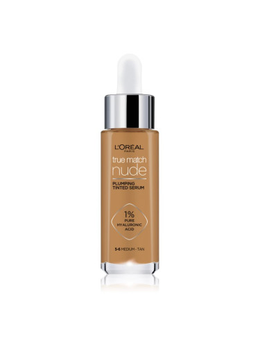 L’Oréal Paris True Match Nude Plumping Tinted Serum серум да уеднакви цвета на кожата цвят 5-6 Medium Tan 30 мл.