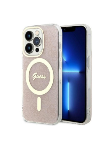 Оригинален кейс Guess 4G MagSafe, За iPhone 14 Pro (6.1), Розов