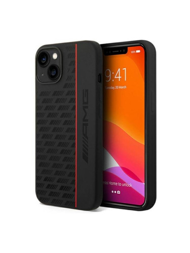 Оригинален кейс AMG Silicone Carbon Pattern, За iPhone 14 (6.1), Черен