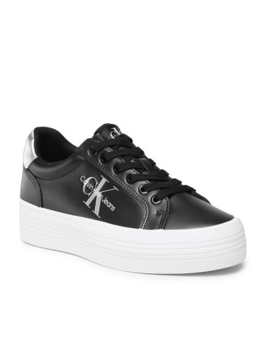 Calvin Klein Jeans Сникърси Vulc Flatform Laceup Lth Refl Wn YW0YW01222 Черен