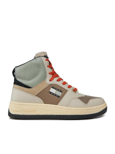 Tommy Jeans Сникърси Tjm Basket Mid Leather EM0EM01258 Бежов