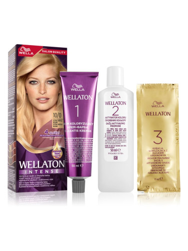 Wella Wellaton Intense перманентната боя за коса с арганово масло цвят 10/0 Lightest Blonde 1 бр.