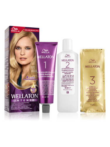 Wella Wellaton Intense перманентната боя за коса с арганово масло цвят 8/0 Light Blonde 1 бр.