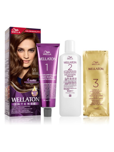 Wella Wellaton Intense перманентната боя за коса с арганово масло цвят 5/0 Light Brown 1 бр.
