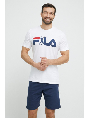 Памучна пижама Fila в тъмносиньо с принт