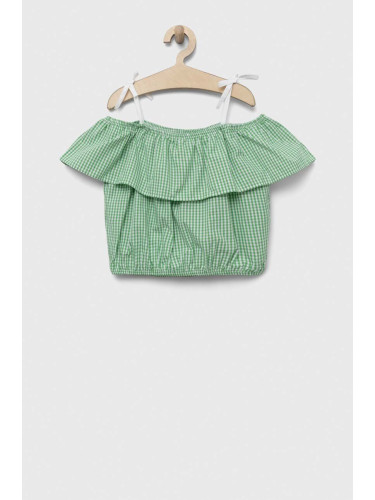 Детска памучна блуза United Colors of Benetton в зелено
