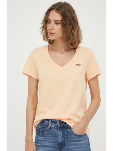 Памучна тениска Levi's в оранжево