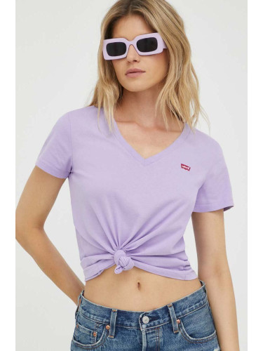 Памучна тениска Levi's в лилаво