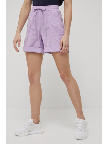 Къси панталони Deha дамско в лилаво с изчистен дизайн с висока талия