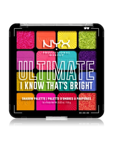 NYX Professional Makeup Ultimate Shadow Palette сенки за очи цвят I Know That's Bright 16 бр.