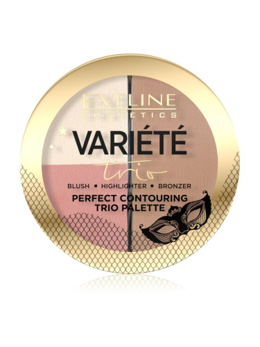Eveline Cosmetics Variété Trio контурираща палитра за лице 3 в 1 цвят 02 Medium 10 гр.
