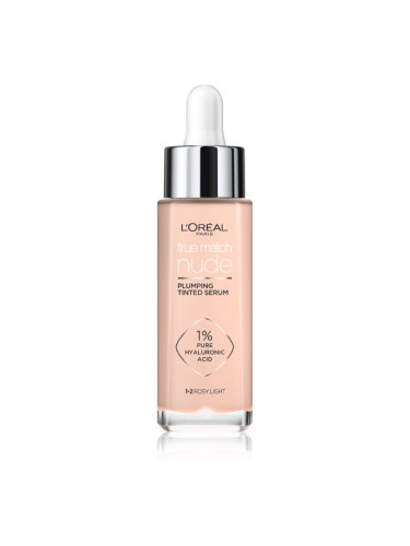 L’Oréal Paris True Match Nude Plumping Tinted Serum серум да уеднакви цвета на кожата цвят 1-2 Rosy Light 30 мл.