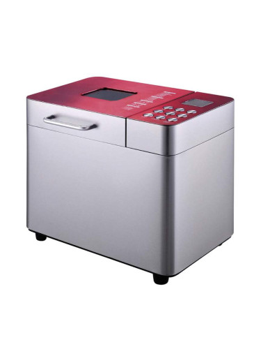 Хлебопекарна Finlux FBM-1684IX, 550W, 25 пpoгpaми, Обем 1кг, Отложен старт 15 ч, Инокс/червен
