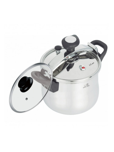 Тенджера под налягане Rosberg R51311A7, 7 литра, 2 капака, Индукция, Трислойно дъно, Инокс