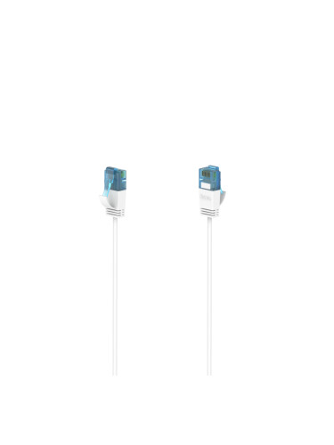 Мрежов кабел HAMA Flexi-Slim, U/UTP CAT 6a, 10 Gbit/s, RJ-45 - RJ45, 0.75 m, Бял