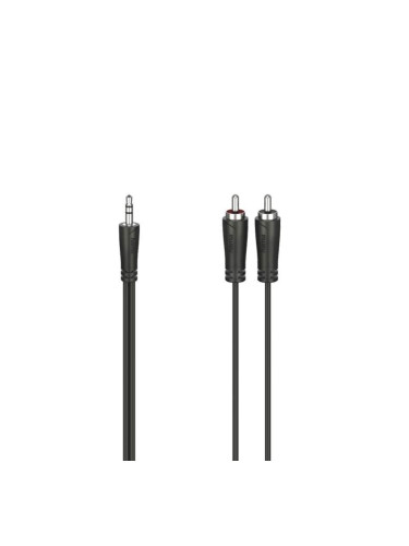 Аудио кабел HAMA, 3.5 mm жак мъжко - 2 x RCA мъжко, 5м, Черен