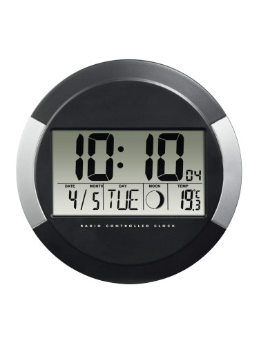 Стенен радио часовник Hama PP-245, DCF, 24.5 см., Черен