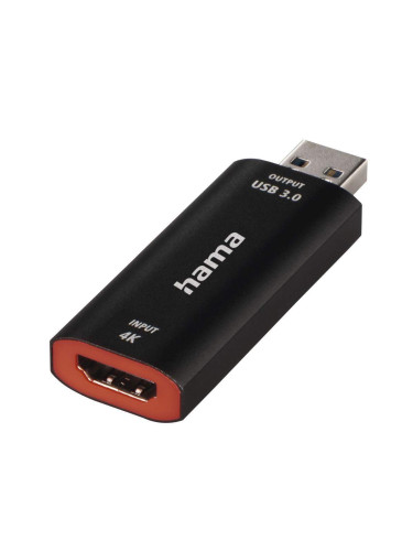 Video Recording стик HAMA 74257, HDMI женско - USB мъжко, 4К,  Черен